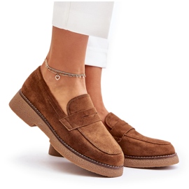 Bellucci Klasične ženske mokasine s eko suede smeđe boje smeđa 5