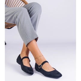 Crne balerine s remenom i četvrtasti nos crno 2