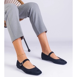 Crne balerine s remenom i četvrtasti nos crna 1