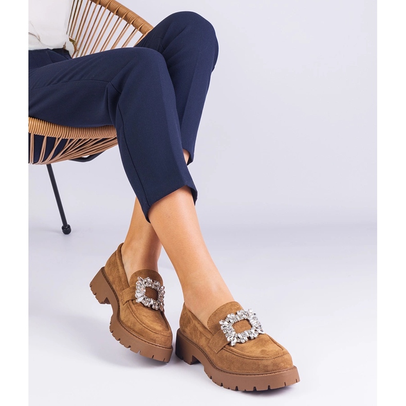 Smeđe ženske kotače iz Ekozamsza s elegantnim ukrasom smeđa 2