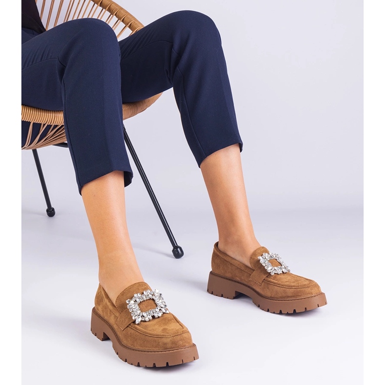 Smeđe ženske kotače iz Ekozamsza s elegantnim ukrasom smeđa 1