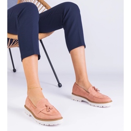 Ružičaste ženske mokasine iz Ekozamsza s rubovima ružičasta 1