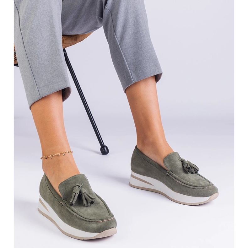 Zelene ženske natikače na platformi s rubovima zelena 1