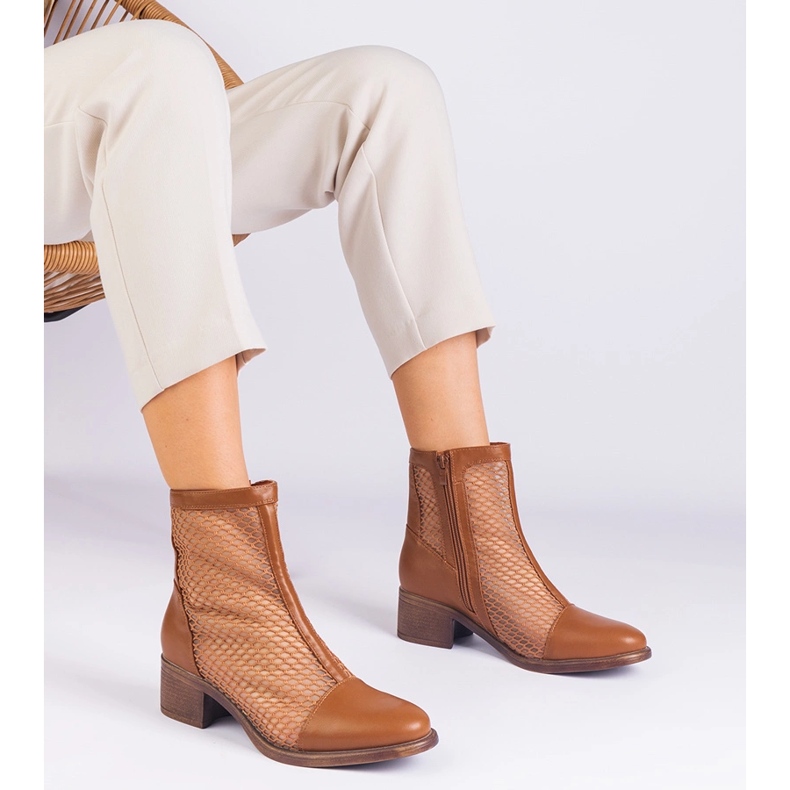 Smeđe mrežice čizme na poštu smeđa 1