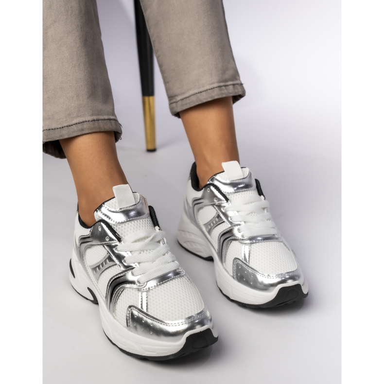 Ženske srebrne tenisice na platformi srebro 2