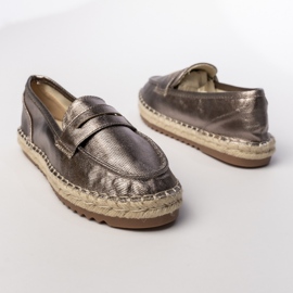 Espadrilles ženski smeđi metalni loafers smeđa 1