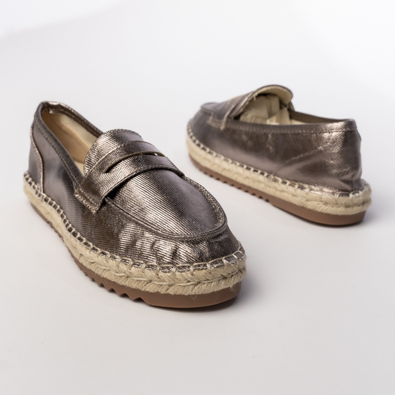 Espadrilles ženski smeđi metalni loafers smeđa 1