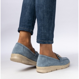 Perforirane ženske natikače s plavim ukrasom plava 2