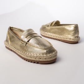 Espadrilles ženski zlatni metalni loafers zlatna 1