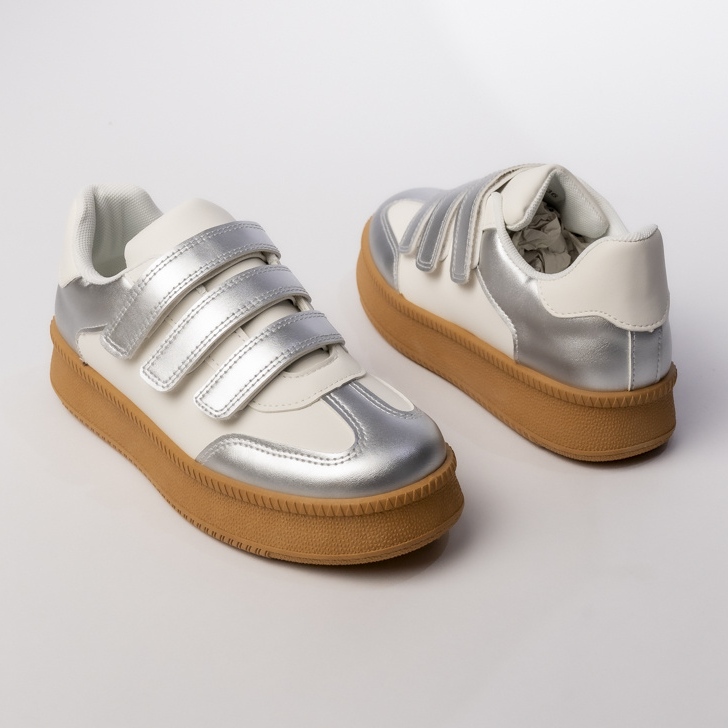 Ženske sportske tenisice srebrno-bijele srebro 1