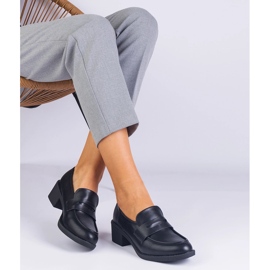 Crne eko -leather pumpe na niskom postolju crna 2