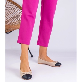 Bež balerine s lukom i crnim nosom 1