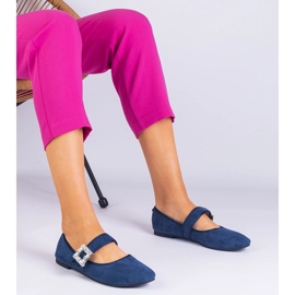 Mornarsko plave balerine ukrašene kopčom s Crystalikijem plava 1