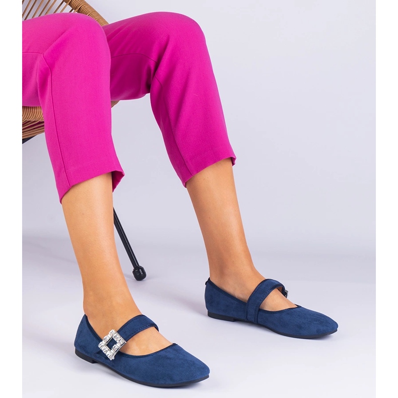 Mornarsko plave balerine ukrašene kopčom s Crystalikijem plava 1