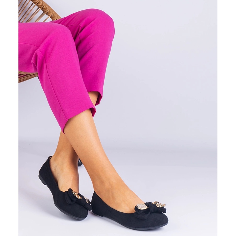 Crne klasične balerine s lukom crno 2