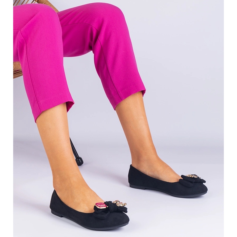 Crne klasične balerine s lukom crno 1