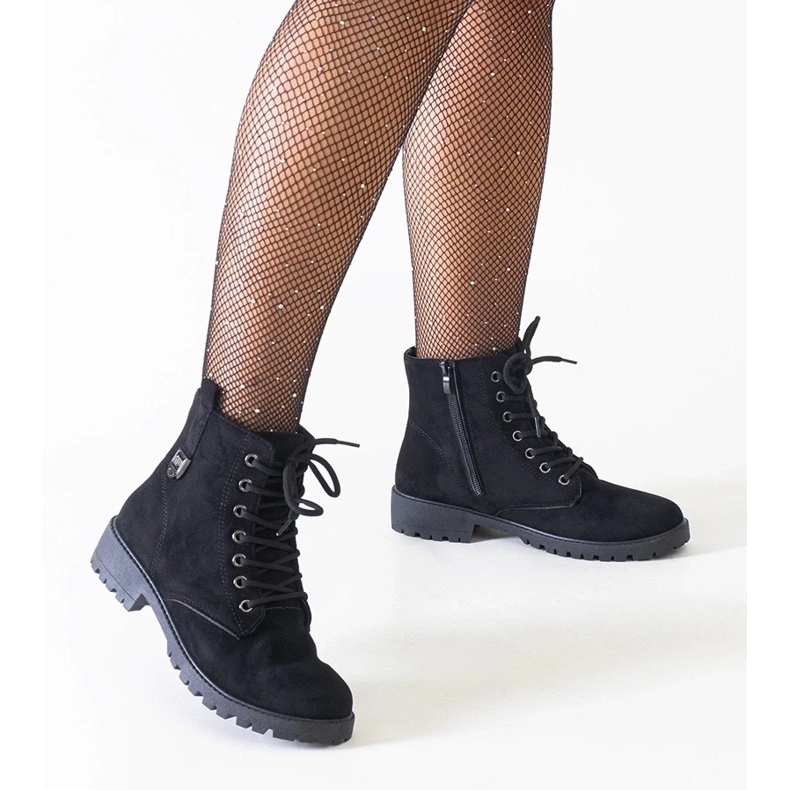 Antilop cipele s niskom petom od brušene kože, klasične crne ženske cipele s niskom petom crna 2