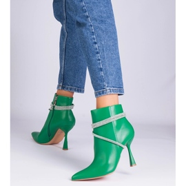 Zelene čizme na visokoj peti ukrašenoj cirkonima zelena 1