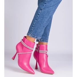 Ružičaste čizme na visokoj peti ukrašenoj cirkonima ružičasta 1