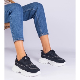 Crne ženske tenisice ukrašene cirkonom crno 1