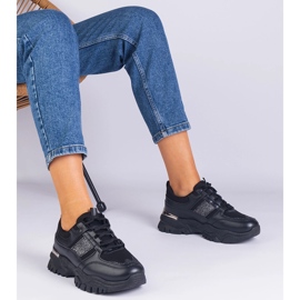 Crne ženske tenisice ukrašene sjajem crno 1