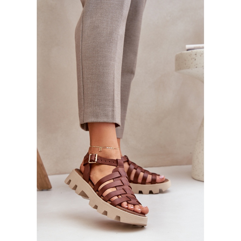 Ženske kožne sandale zazoo 3695 smeđa 2