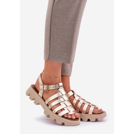 Ženske kožne sandale Zazoo 3695 Zlotys zlatni 1