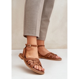 Zazoo 3688 Camel ravne nogometne sandale smeđa 2