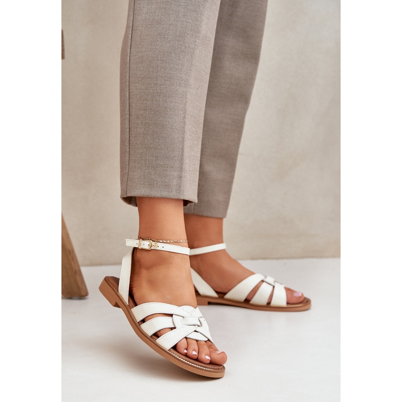 Lewski Shoes Zazoo 3688 Ecru, ravne nogometne sandale bijela 2