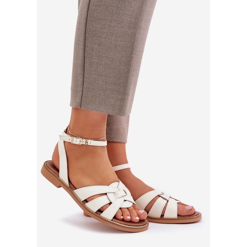Lewski Shoes Zazoo 3688 Ecru, ravne nogometne sandale bijela 1