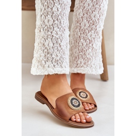 Lewski Shoes Kožni jastuci s ravnim -lewski 3047/o deva smeđa 1