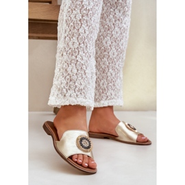 Lewski Shoes Kožni prelepovi s ravnim lewski złoteom zlatni 2