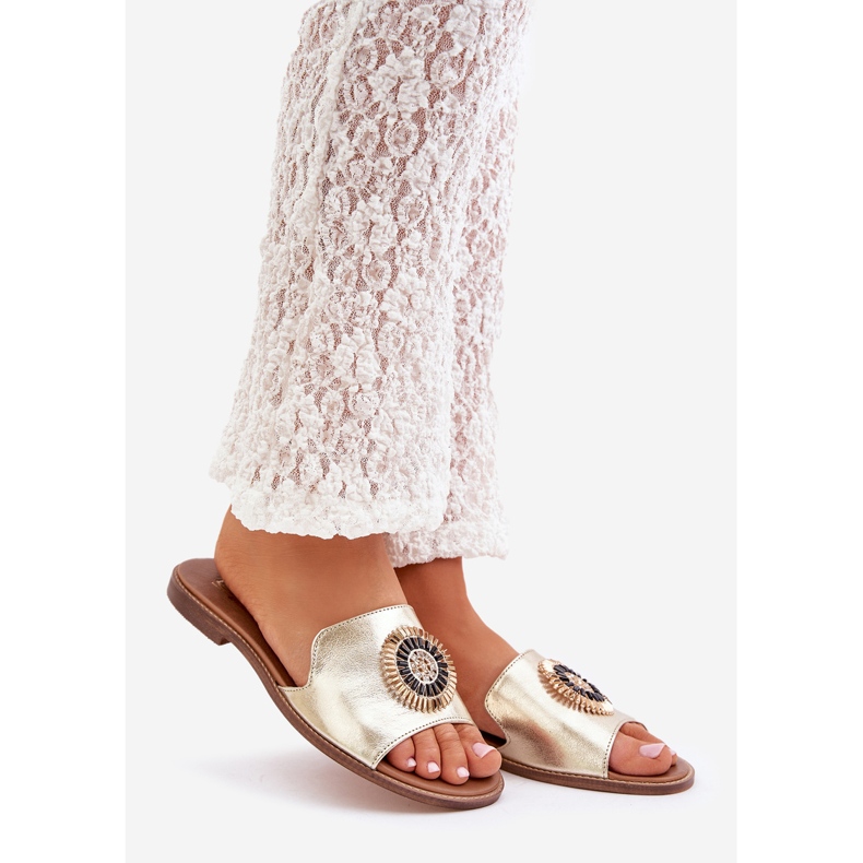 Lewski Shoes Kožni prelepovi s ravnim lewski złoteom zlatni 1