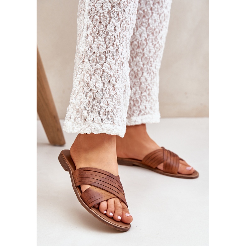 Lewski Shoes Kožne ženske cipele lewski 3682 deva smeđa 2