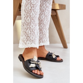 Papuče s ukrasom prirodna koža Zazoo 3574/z crna crno 2