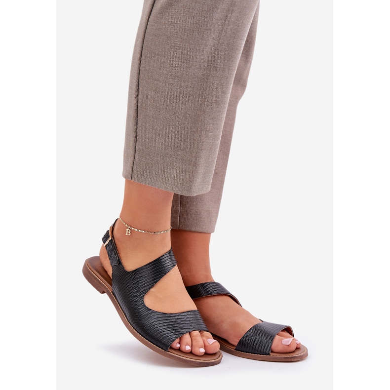 Lewski Shoes Kožne sandale za kopču s pumpanjem lewskog 3041 crne crno 1