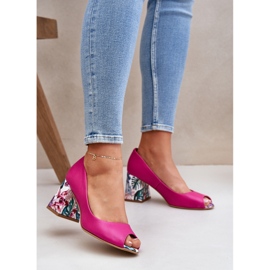 Lewski Shoes Kožne pumpe s ukrasnom potpeticom Lewski cipele 2608/K Fuchsja ružičasta 2