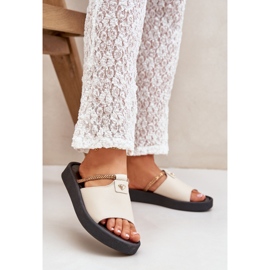 Zazoo 2896 Ženske kožne papuče bež 2