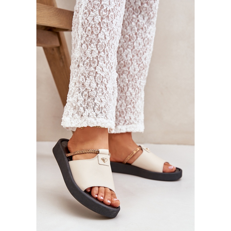 Zazoo 2896 Ženske kožne papuče bež 2