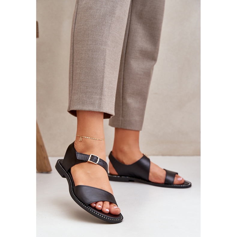 Zazoo 3014 Ženske ravne sandale crna 2