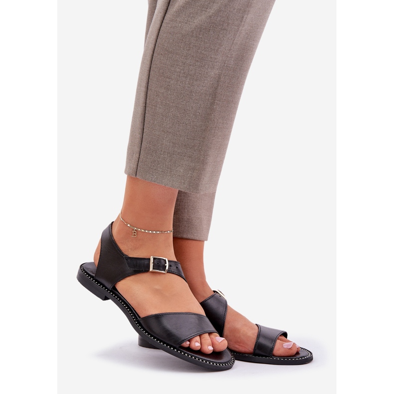 Zazoo 3014 Ženske ravne sandale crno 1