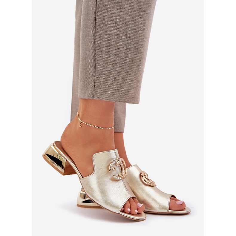 Laura Messi Elegantna kožna ženska niska. zlatna 1