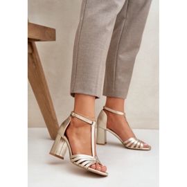 Laura Messi Sandale od prirodne kože na lauri messi 2766 Zloty Post zlatni 2