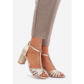 Laura Messi Sandale od prirodne kože na lauri messi 2766 Zloty Post zlatni 1