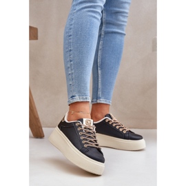 Tenisice na platformi s ukrasnim čipkama crno crna 1