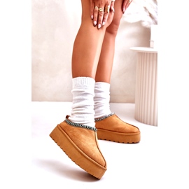 Ženske papuče na platformi s vezom deve bež 2