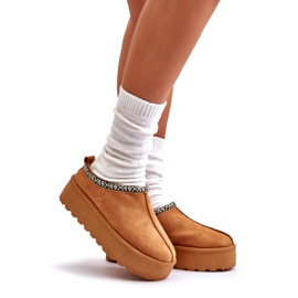 Ženske papuče na platformi s vezom deve bež 1