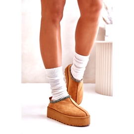 Ženske papuče na platformi s vezom deve bež 3