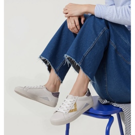 Zlatne umetke za ženske sjajne tenisice bijela 1