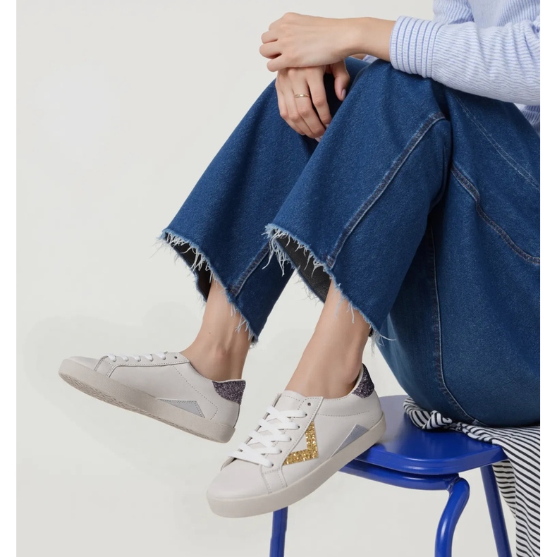 Zlatne umetke za ženske sjajne tenisice bijela 1